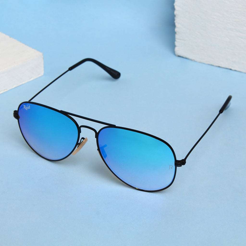 Buy Designer Black Ocean Blue Reflector Sunglasses For Men Women-SunglassesMart