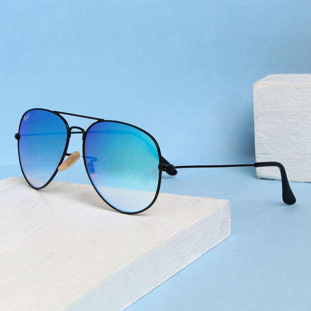 Buy Designer Black Ocean Blue Reflector Sunglasses For Men Women-SunglassesMart