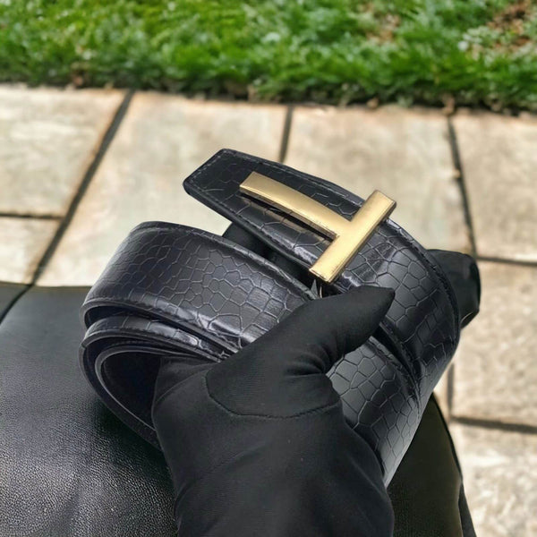 Sunglasses Mart Men's Pin Buckle Vegan Leather Belt - SunglassesMart