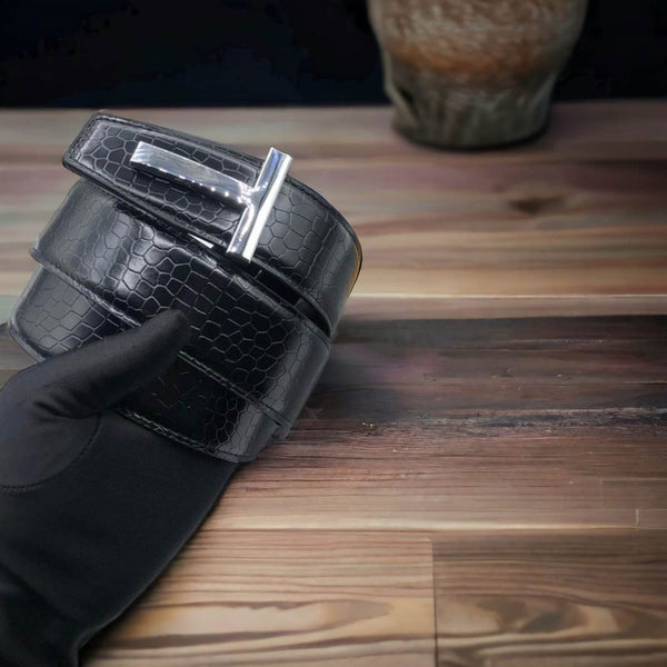 Sunglasses Mart Men's Pin Buckle Vegan Leather Belt - SunglassesMart