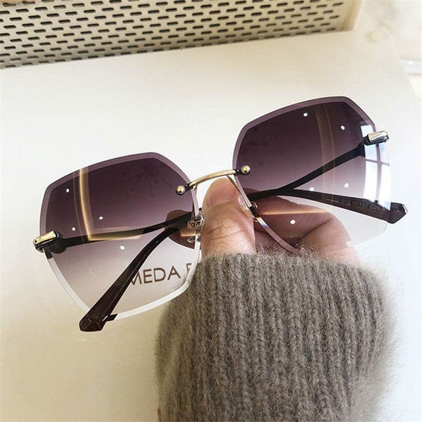 New Sunglasses Women Oversized Eyewear Rimless Sun Glasses- Sunglass Lover - SunglassesMart