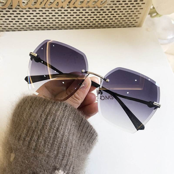 New Sunglasses Women Oversized Eyewear Rimless Sun Glasses- Sunglass Lover - SunglassesMart