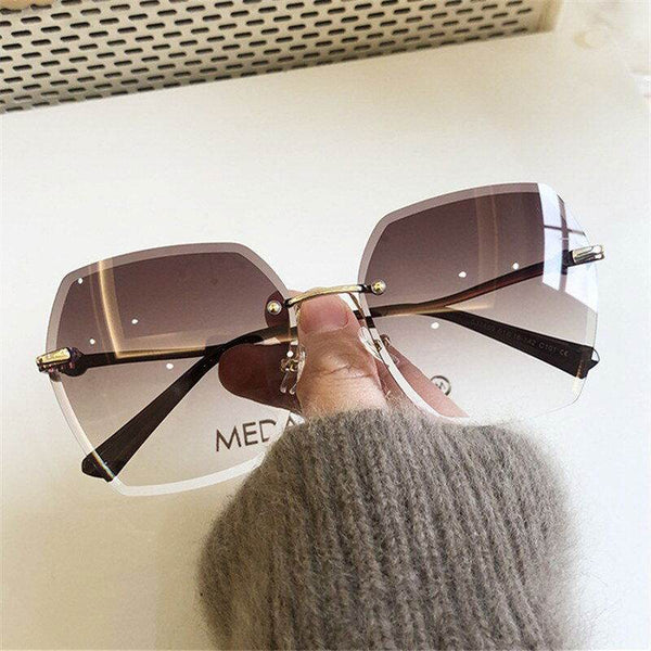 New Sunglasses Women Oversized Eyewear Rimless Sun Glasses- Sunglass Lover - SunglassesMart