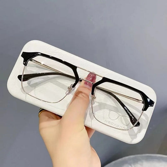 Luxury Square Frame Myopia Glasses Office Women Men Anti-blue Glasses
