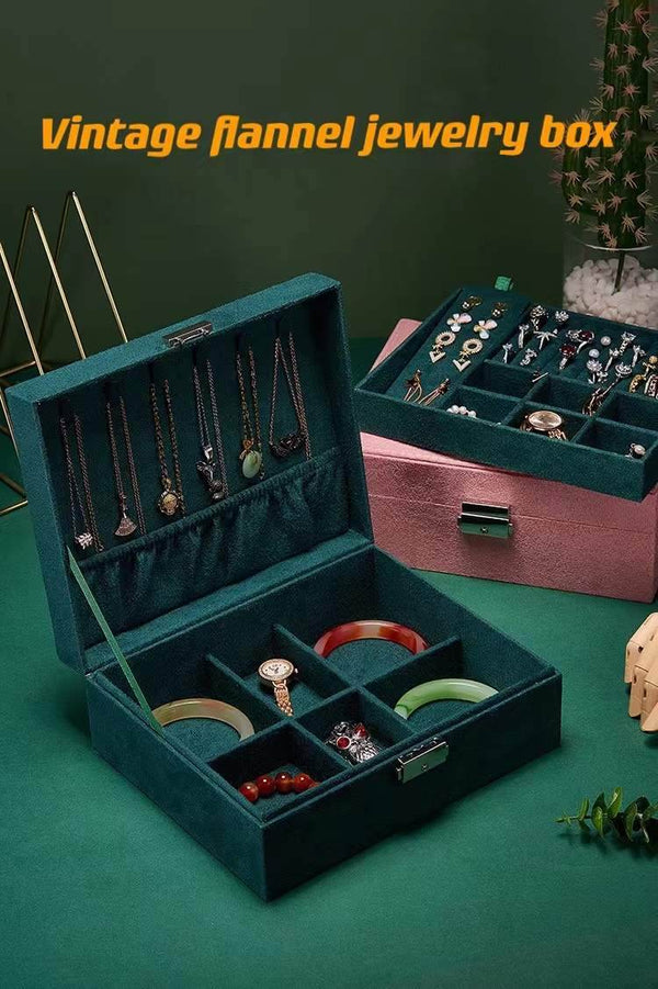 New Green 3-Layer Flannel Jewelry Organizer Box - SunglassesMart