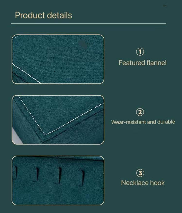 New Green 3-Layer Flannel Jewelry Organizer Box - SunglassesMart