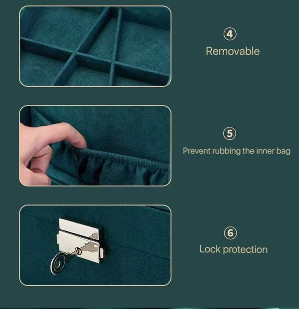New Green 3-Layer Flannel Jewelry Organizer Box - SunglassesMart