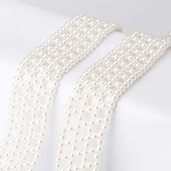 Trendy Pearl Braided Waist Chain Belt for Women with Alloy Buckle