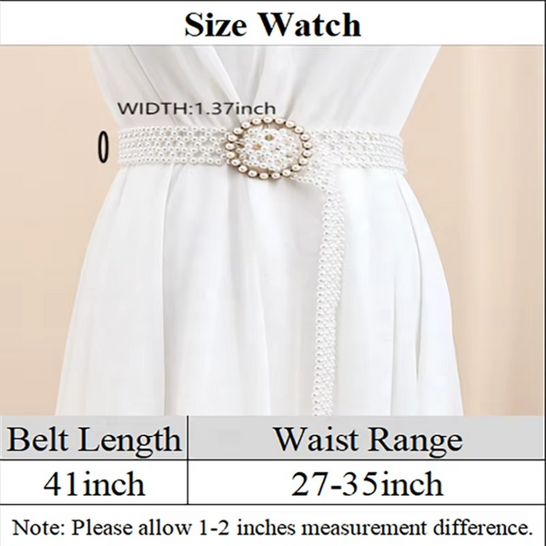 Trendy Pearl Braided Waist Chain Belt for Women with Alloy Buckle