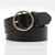 Women’s PU Leather Waist Belt with Round Alloy Buckle for Jeans & Dresses