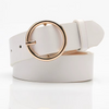 Women’s PU Leather Waist Belt with Round Alloy Buckle for Jeans & Dresses