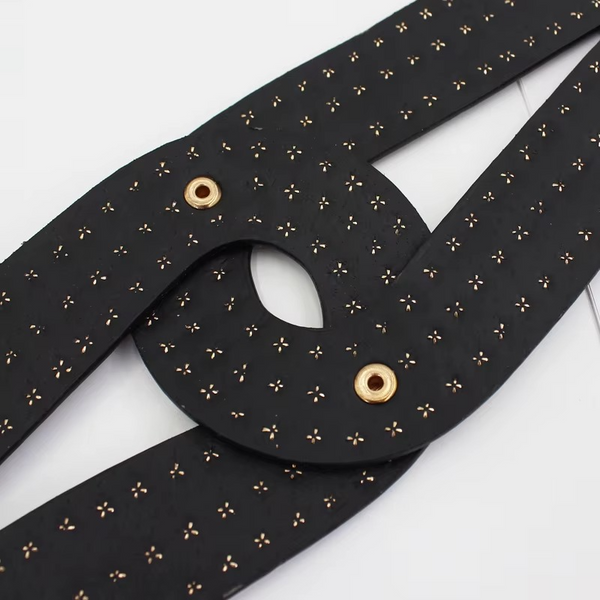 Women’s Gold Elastic Wide Waist Belt – Shiny Party Girdle Dress Accessory