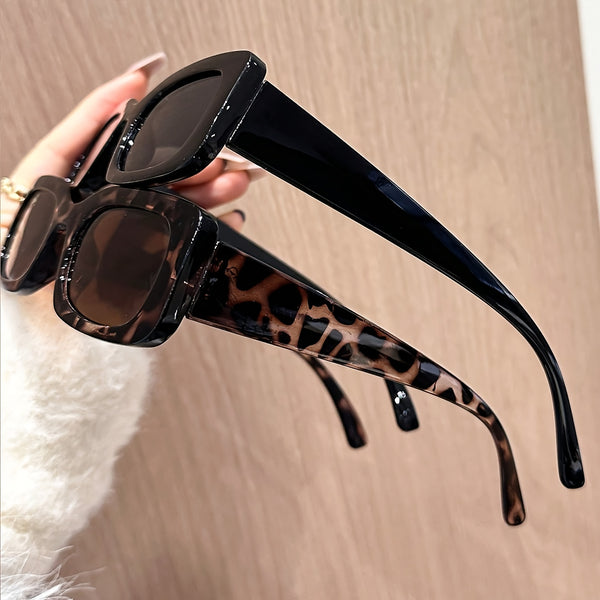 Women’s Small Square Classic Fashion Glasses – Leopard/Black