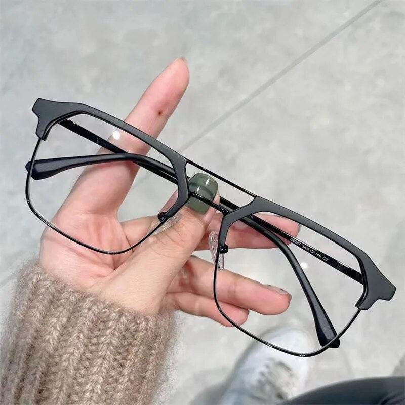 Luxury Square Frame Myopia Glasses Office Women Men Anti-blue Glasses - SunglassesMart