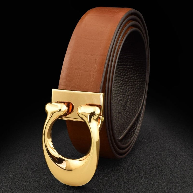 C Buckle Designer Genuine Leather Belt