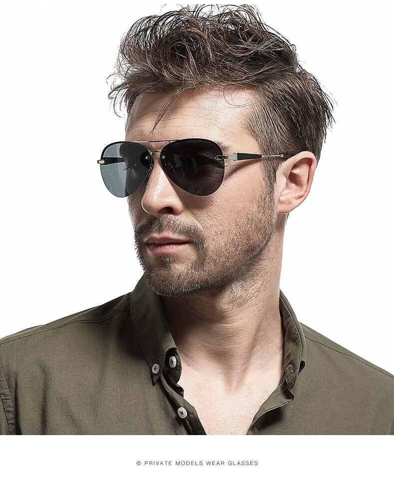 Buy New Fashion Metal Rimless Pilot Sunglasses For Men -SunglassesMart