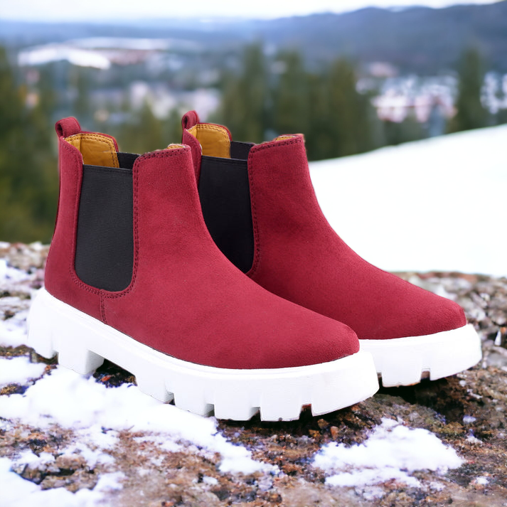 Red Suede Chelsea Boots For Men