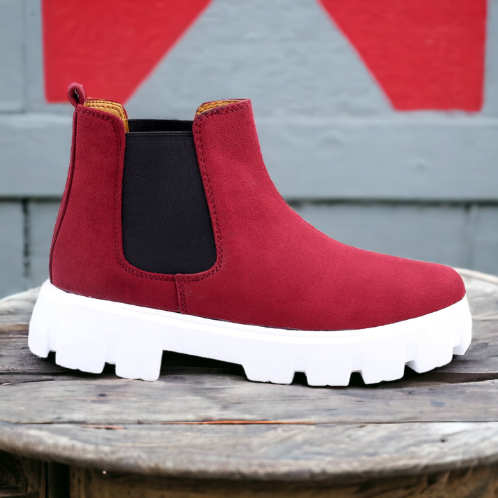 Red Suede Chelsea Boots For Men