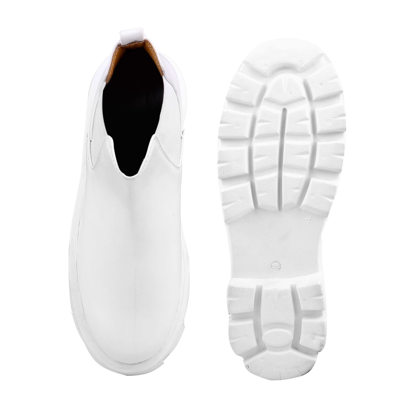 Men's White Pu Material Casual Chelsea and Ankle Boots