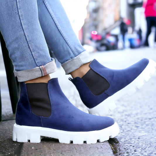 Blue Suede Chelsea Boots