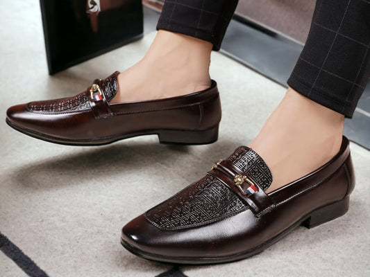 Men's Stylish Black Dress Leather moccasins slip-on shoes