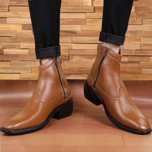 Tan Height Increasing Boots For Men