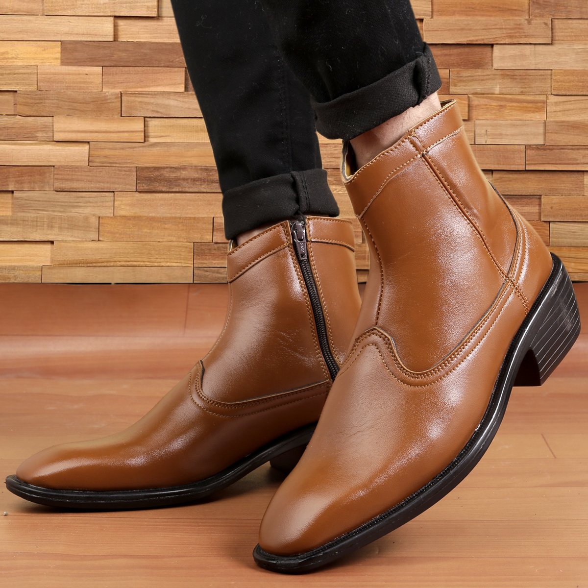 Tan Height Increasing Boots For Men