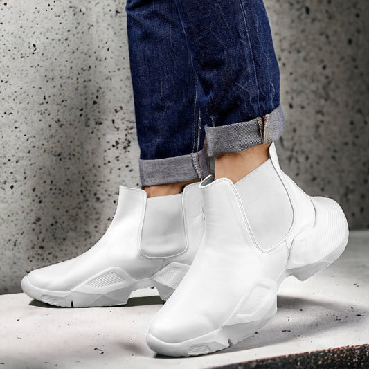 Latest White Faux Leather Chelsea Boots for Men