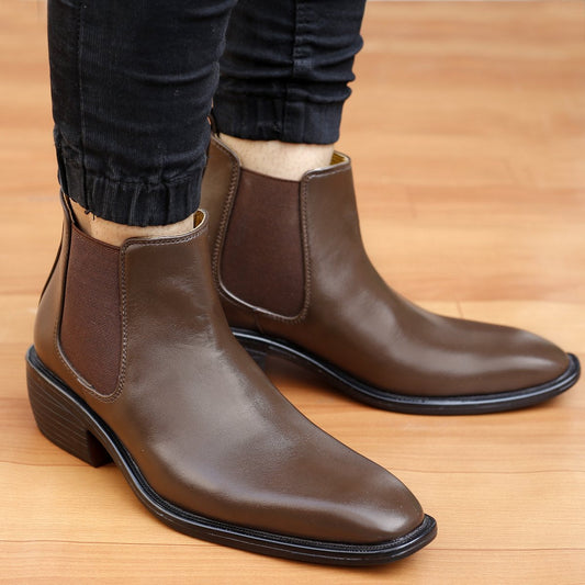 Brown High Ankle Chelsea Boot