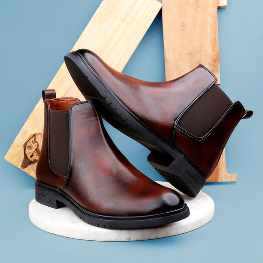 Sunglassesmart Brown Slip-on Ankle Stylish Boots for Men