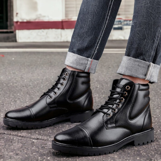 Fashion Black Lace-up Ankle Stylish Boots for Men
