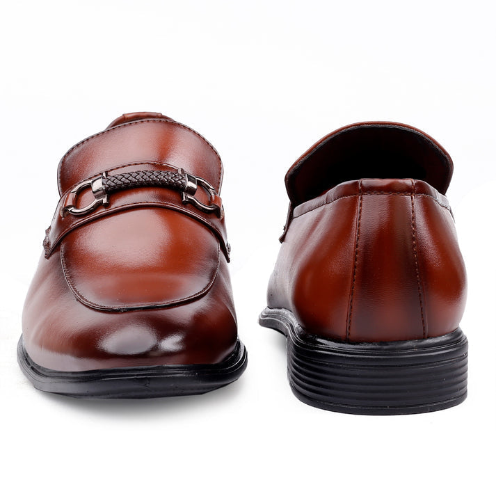 Men's Tan Formal Slip-on Synthetic Black Shoes