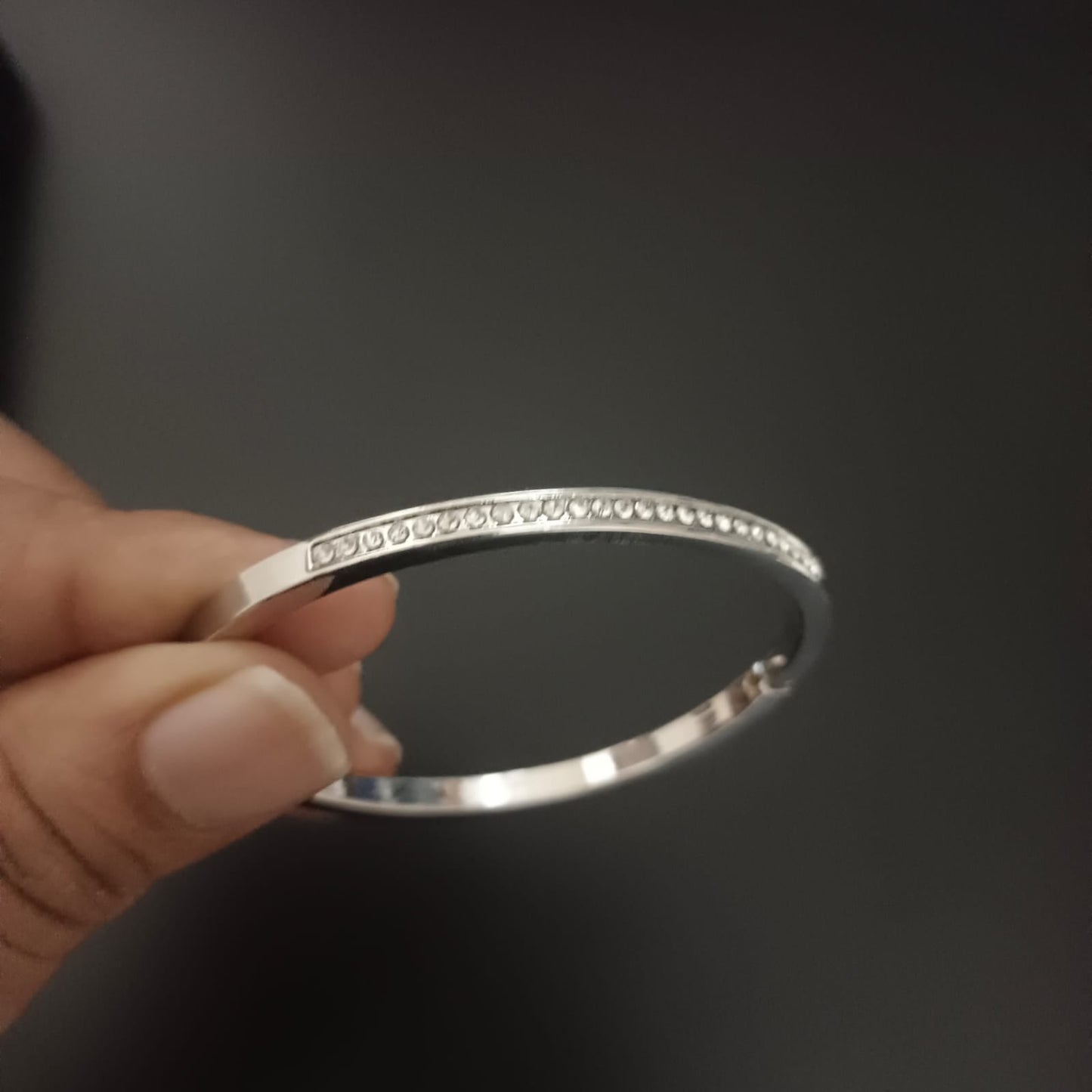 New Diamond Silver Bangle Design Kada Bracelet For Women