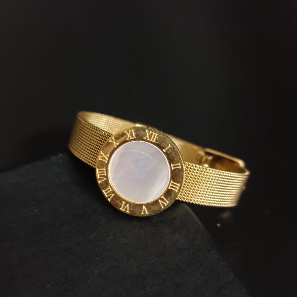 New Golden Watch Design Bracelet For Women and Girl- (White Gold Dial)
