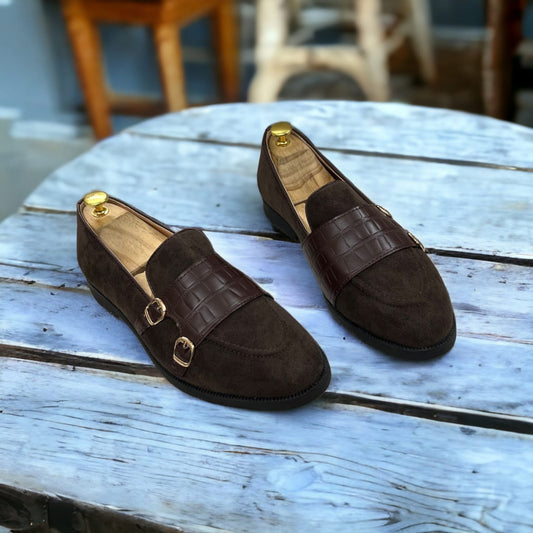 Double Monk Suede Shoes For Men