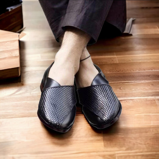 Men's Peshawari Jutties Mojari Black Sandals