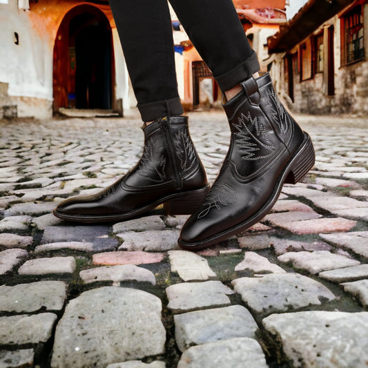 Men's Black Formal And Casual Retro Boots