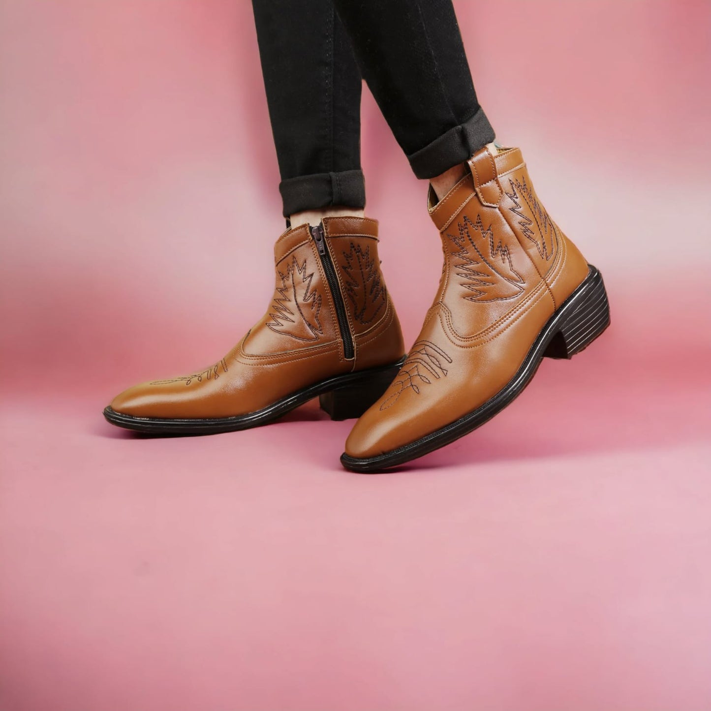 Men's Tan Color Formal And Casual Retro Boots