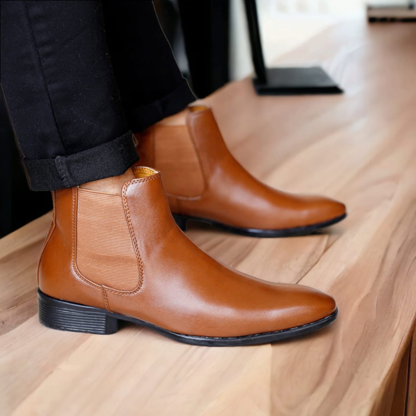 Men's Stylish Tan British Chelsea Ankle Boots