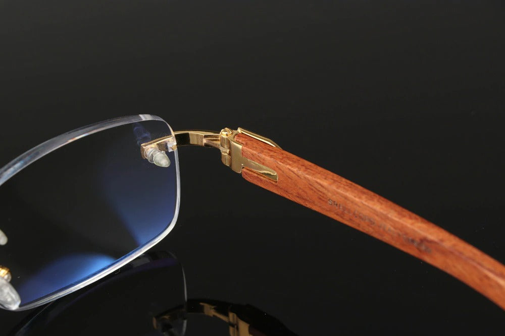 Buy Vintage Wooden Rimless Glasses Men Antiblue Reading Spectacles for Men