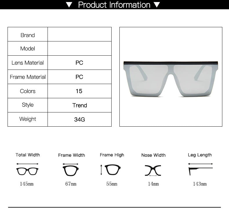 Buy New Rivet Flat Top Oversized Sunglasses-SM