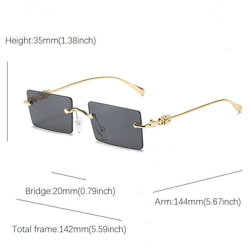 New Men's Rectangle Rimless Fashion Sunglasses