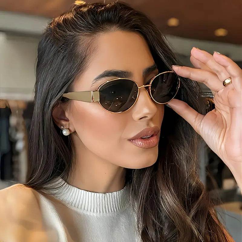 Stylish Oval Metal Frame Anti-reflective Eyeglasses - SunglassesMart
