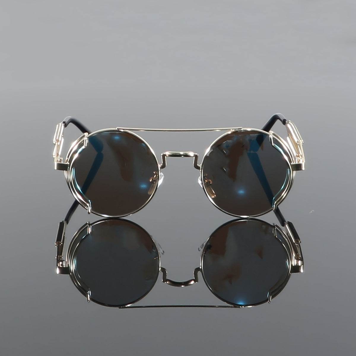 Men's Steampunk Metal Round Frame Fashion Glasses - SunglassesMart