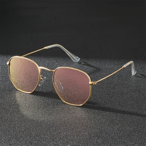 Hexagonal Black Metal Pilot Glasses - SunglassesMart