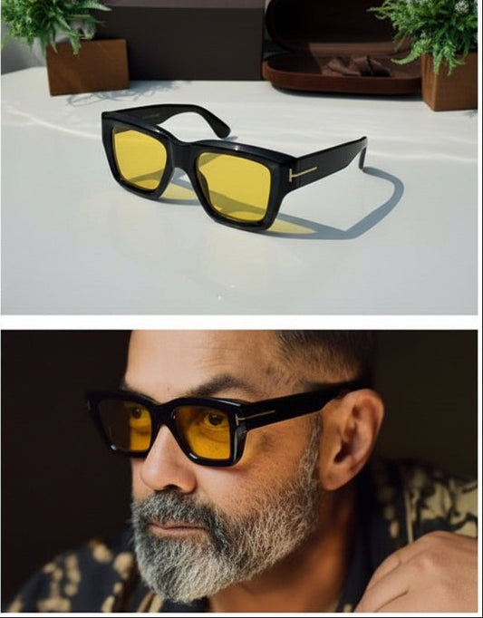 Yellow Rectangle Sunglasses UV400 Unisex Polycarbonate | SunglassesMart