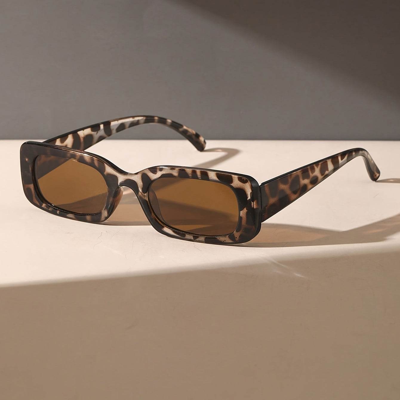 Women’s Small Square Classic Fashion Glasses – Leopard/Black - SunglassesMart