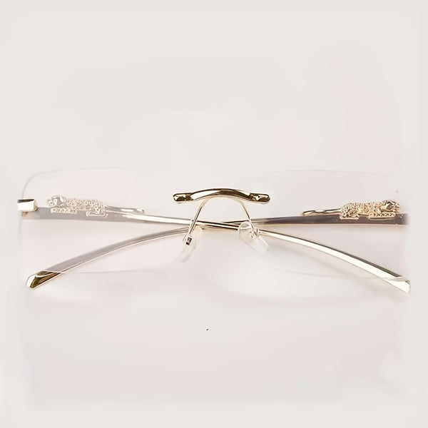 Men’s Retro Rimless Glasses – Golden Frame Clear Lens Eyewear