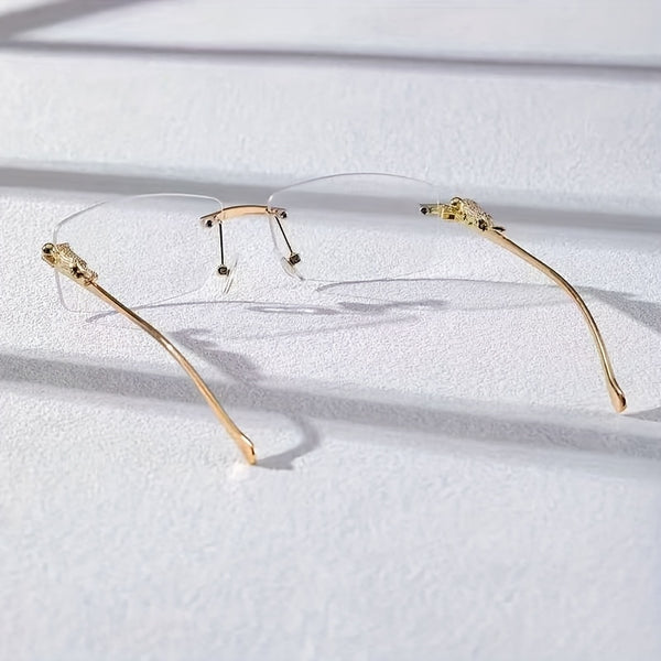 Men’s Retro Rimless Glasses – Golden Frame Clear Lens Eyewear