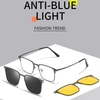 Stylish Golden Rectangle Frame Glasses — Unisex Anti-Blue Light Spectacles - SunglassesMart